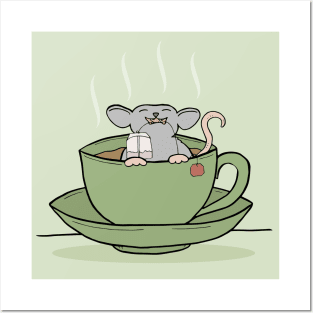 Cute Mouse in a Cup of Tea Posters and Art